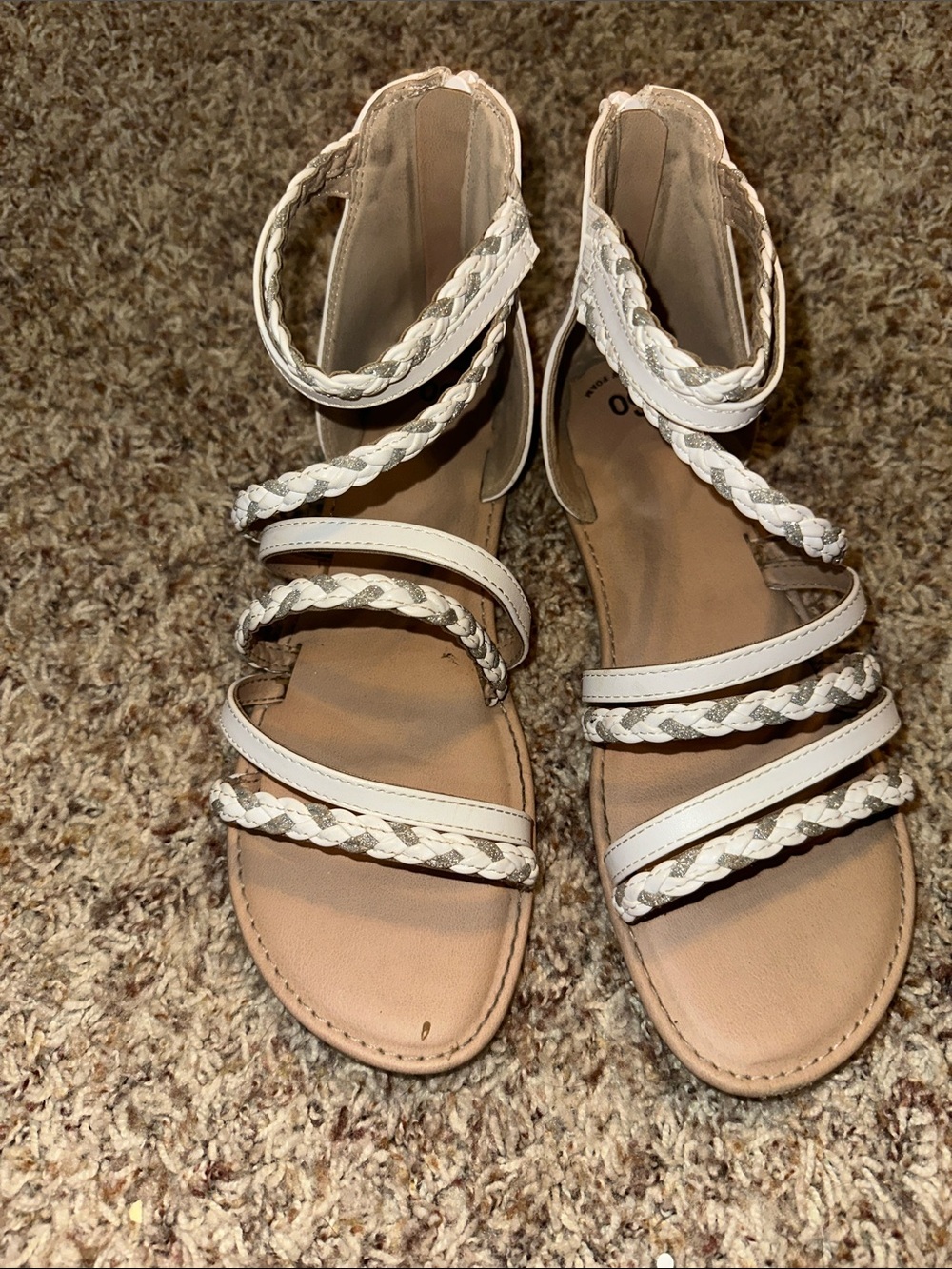SO White Braided Strap Gladiator Sandals